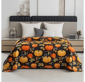 Narzuta na łóżko ze wzorem ORANGE PUMPKINS, kolorowy Rozmiar: 170 x 210 cm