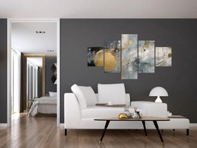 Obraz - Abstrakcja ze złotą kulą (125x70 cm)
