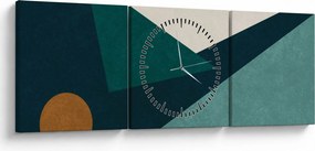 Obraz - Abstrakcja kubistyczna (z zegarem) (90x30 cm)