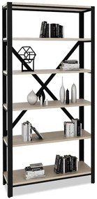 Regał loft z 6 półkami czarny + dąb sonoma - Alwaro 4X