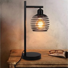 NETTLIFE Vintage Lampa Stołowa Lampka Nocna E27 - Czarna Sypialnia Industrialna Metalowa Lampa Stołowa Max. Retro lampa biurkowa o mocy 40 W
