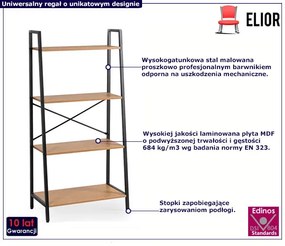 Niski industrialny regał otwarty czarny + dąb naturalny Verdum 4X