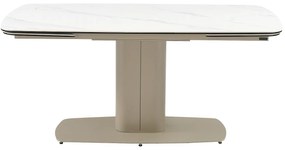 Rozkładany stół jadalniany 6-10-osobowy z ceramiki i metalu – imitacja marmuru w kolorze białym i taupe – CARIOULA marki Pascal MORABITO