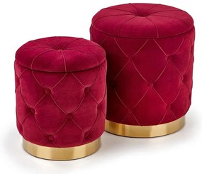 Zestaw puf okrągłych do salonu Hermos - bordo