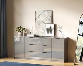 Szara komoda nowoczesna z 3 szufladami szary połysk lawa H1-C18