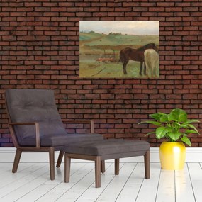 Obraz na szkle - Edgar Degas, Horses in a Meadow, reprodukcje (70x50 cm)