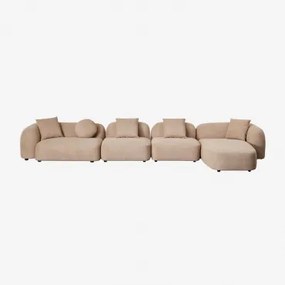 Modułowa Sofa Z Szezlongiem Prawym, 4-częściowa, Z Tkaniny Coco Chenille Gruba Tkanina Szenilowa Latte Brown - Sklum