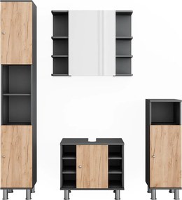 Zestaw mebli łazienkowych antracyt/złoty dąb 60x32x54 fynn
