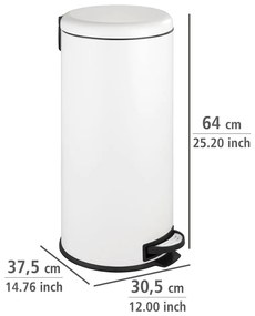 Biały stalowy kosz na śmieci z pedałem 30 l Leman – Wenko