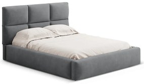 Szare tapicerowane łóżko dwuosobowe ze schowkiem ze stelażem 200x200 cm Libera – Windsor &amp; Co Sofas