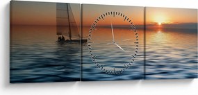Obraz - Żaglówki na morzu (z zegarem) (90x30 cm)