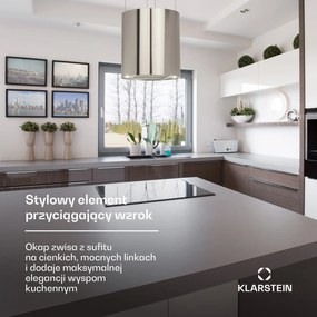 Klarstein Barett 35cm 521.8 m³/h Okap Wyspowy Srebrny