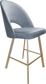Hoker POLO krzesło barowe tkanina Welur podstawa metalowa hoker do kuchni : Kolor nogi - Złota profil, Kolor tkaniny - VELVET - BL06, Typ siedziska - Siedzisko stałe
