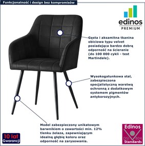 Zestaw 4 czarnych krzeseł welurowych K2-M38