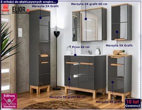 Zestaw lakierowanych mebli łazienkowych z umywalką 60 cm - Dixi 2Q Grafit połysk 60 cm