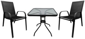 Zestaw mebli ogrodowych stolik szklany kwadrat 70x70 + 2 krzesła PATIO do ogrodu na balkon