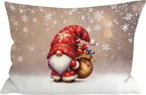3D poszewka na poduszkę z mikrofibry SANTA GNOME 50x70 cm, czerwona