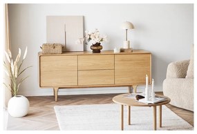 Okrągły stolik z litego drewna dębowego w naturalnym kolorze ø 70 cm Jena – House Nordic