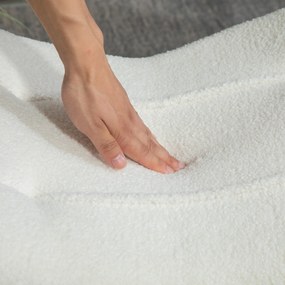 HOMCOM Nowoczesna stopka z drewnianymi nogami i pokryciem z fleece, tapicerowana, do salonu, sypialni, przedpokoju, Kremowobiały