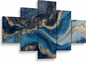 Obraz - Abstrakcyjny niebiesko-złoty marmur (125x70 cm)