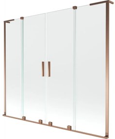 Mexen Velar L Duo parawan nawannowy 2-skrzydłowy rozsuwany 170 x 150 cm, transparent, różowe złoto - 896-170-003-02-60