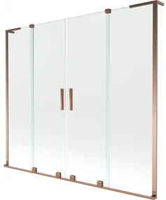 Mexen Velar L Duo parawan nawannowy 2-skrzydłowy rozsuwany 170 x 150 cm, transparent, różowe złoto - 896-170-003-02-60