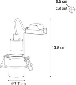 Nowoczesny podtynkowy reflektor czarny GU10 35 mm okrągły, regulowany - Installa