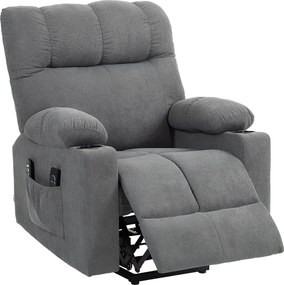 HOMCOM Fotel dla seniora z funkcją leżenia i pilotem szary 144 cm x 91 cm x 88 cm idealny do pomocy przy wstawaniu | Aosom PL