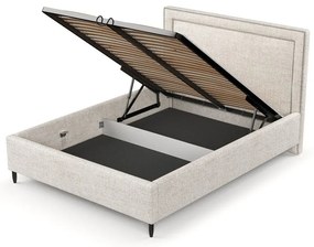 Kremowe tapicerowane łóżko dwuosobowe ze schowkiem i stelażem 160x200 cm Baleine – Maison de Rêve