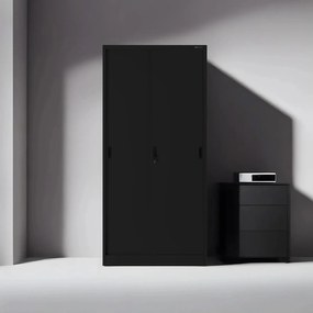 Przesuwna szafa biurowa Kuba 90x40x185 cm, czarna