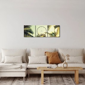 Obraz z palmami kokosowymi (z zegarem) (90x30 cm)