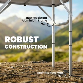 Outsunny Stół Kempingowy Składany z Siatką, 4 Regulowane Wysokości, Uchwyt Aluminiowy 60 x 40 x 26-60 cm Czarny | Aosom PL