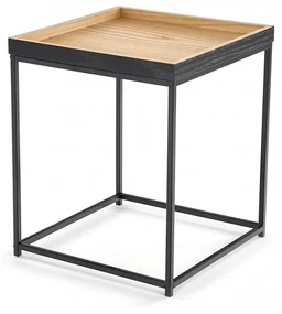 YAVA ŁAWA DĄB NATURALNY / CZARNY kwadrat metal loft stolik