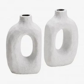 Zestaw 2 Ceramicznych Podpórek Do Książek Offred Biała - Sklum