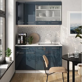 Szafki kuchenne ciemnoniebieski wysoki połysk/biały 140x60x81.6 fame-line