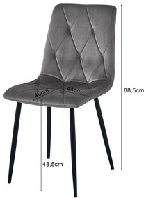 Różowe aksamitne krzesło do jadalni LIBRA z czarnymi nogami