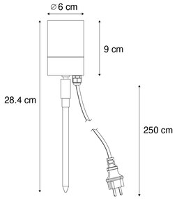 Zewnetrzna Reflektor najazdowy kremowy GU10 50 mm regulowany IP44 z przewodem i wtyczką - Solo Nowoczesny Oswietlenie zewnetrzne