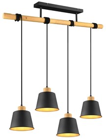 Czarno-naturalna lampa wisząca z metalowym kloszem ø 18 cm Harris – Trio