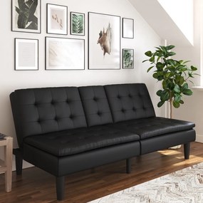 Czarna rozkładana sofa z imitacji skóry 191 cm Maine – Støraa