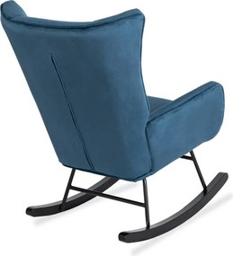 Fotel Bujany na Biegunach Uszak Wypoczynkowy JACKSON Granatowy Welurowy do Salonu Nowoczesny