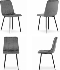 Zestaw jadalniany stół dąb craft 120x80 cm i 4 szare krzesła welurowe Viborg 02