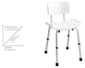 Taboret z oparciem pod prysznic Wenko Stool With Back, 54x49 cm