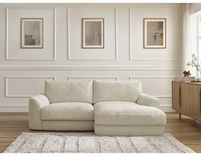 Beżowy narożnik z tkaniny szenilowej (prawostronny/z szezlongiem) Leonore – Bobochic Paris