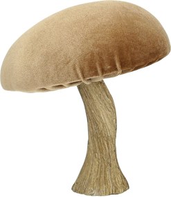 Dekoracja Velvet Mushroom 17 cm caramel