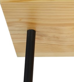 Industrialna lampa sufitowa czarna z drewnem 3-światłowa - Shelf