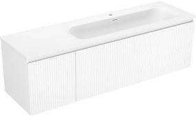 Mexen Rivel szafka łazienkowa 160 cm z umywalką Vela prawą, 1S, 1D, ryflowana, biała mat - 91A23-16047-3-BBFF01-W23P01