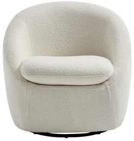 Fotel obrotowy z białej tkaniny z bukli  NETALIO