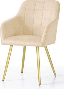 Zestaw 2 beżowych krzeseł pikowanych glamour - Cormelis 5X