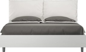 Łóżko wyposażone w stelaż z listwami z pojemnikiem 160x190 Frassino biała poduszkami sztucznej skóry biały Egos Antea