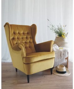 FOTEL HARRY VELVET CURRY BLUVEL 68 / WENGE SIGNAL